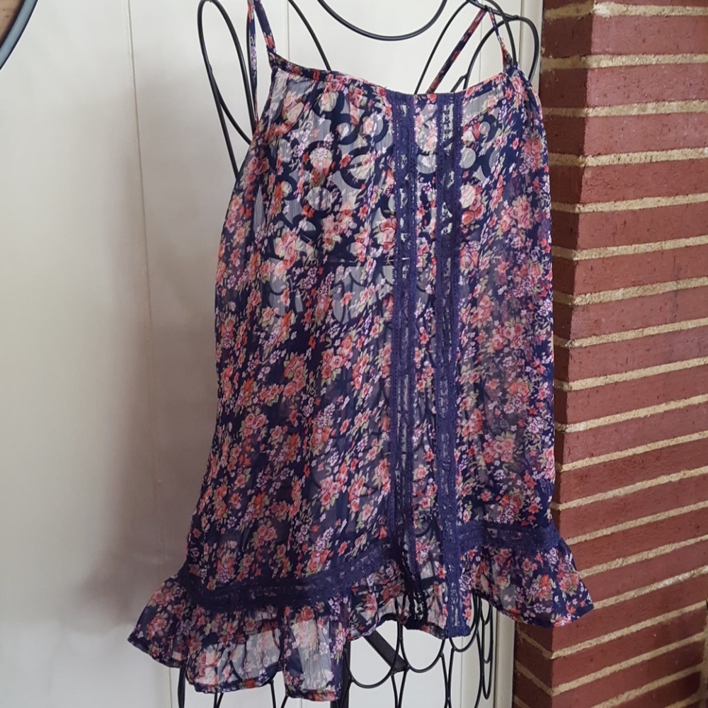Fun & Flirt Boho Sheer Floral Blouse - Picture 2 of 4